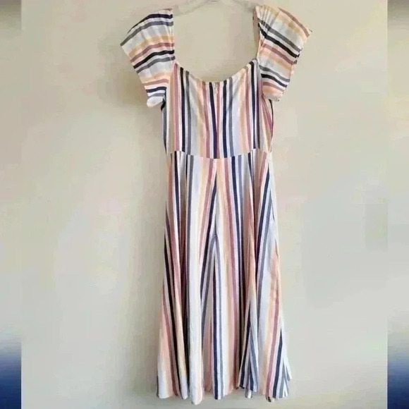 Leith Striped Keyhole Front Tie Midi Dress size xs - Picture 8 of 15